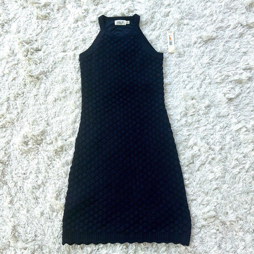 NWT Crochet Sweater Navy Blue MIDI Dress Eliza J Sizes available XS. S. M.L. XL.